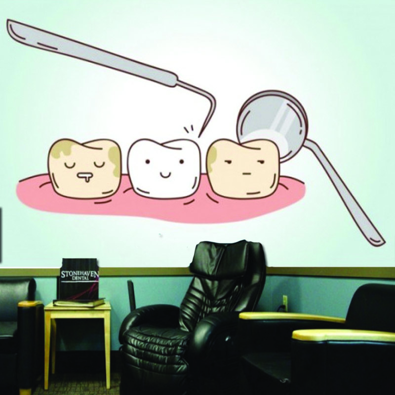 Ταπετσαρία για ιατρικό χώρο Τρία δόντια με εργαλεία